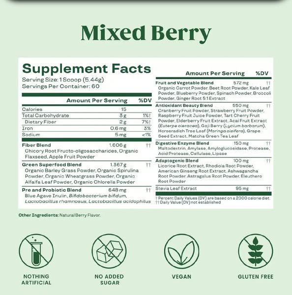 BLOOM GREEN SUPERFOOD® - SABOR BERRY - FLAVORED